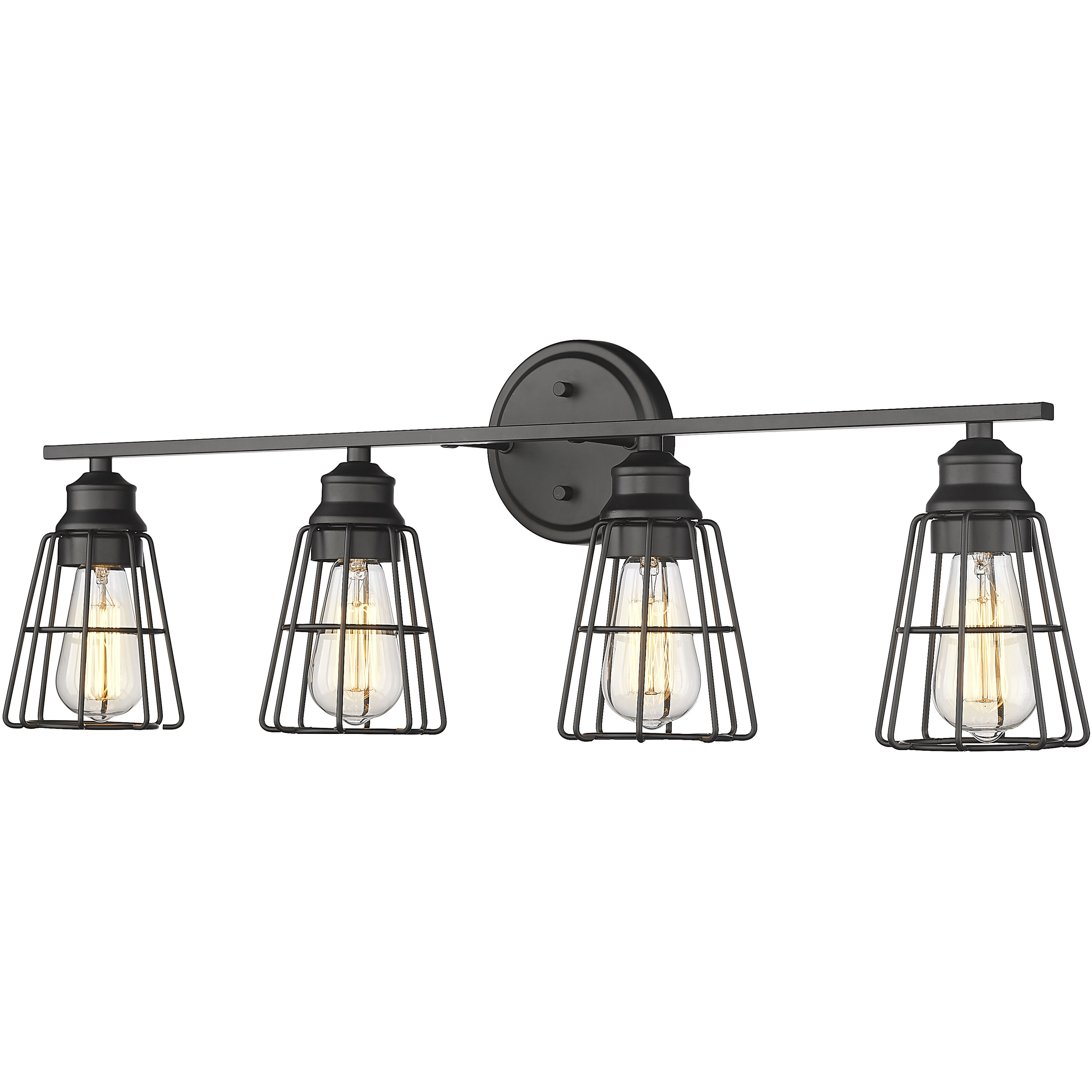 None 4 Light 32 inch Matte Black Bathroom Vanity Light Wall Light